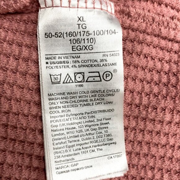 GAP Dusty Rose Waffle Knit Oversized Scoop Neck Long Sleeve Top XL - Picture 4 of 16